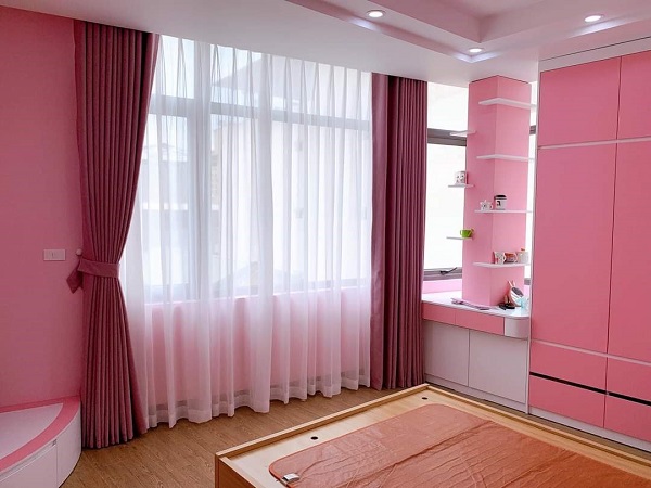 rèm cửa sổ phòng ngủ màu hồng 7
